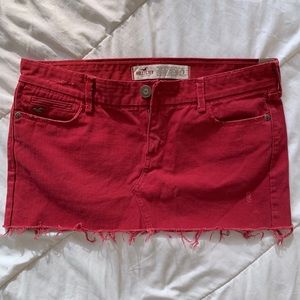 Hollister red denim mini skirt sz 3.